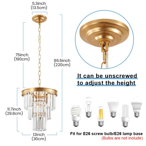 Tasiana 1 - Light Unique Tiered Chandelier with Crystal Accents