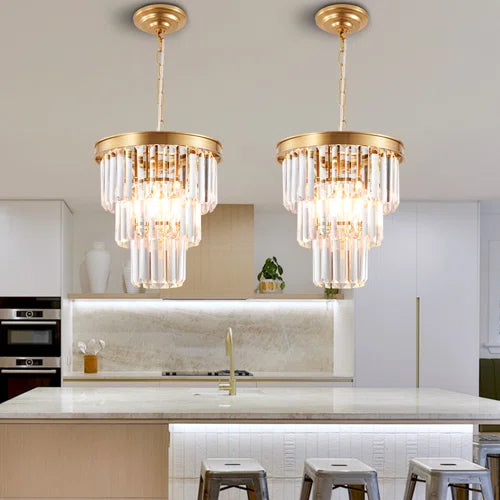 Tasiana 1 - Light Unique Tiered Chandelier with Crystal Accents